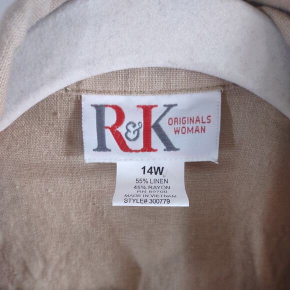 Vintage R & K Linen Blend Poppy Flower Dress Set, Size 14W - Picture 4 of 8